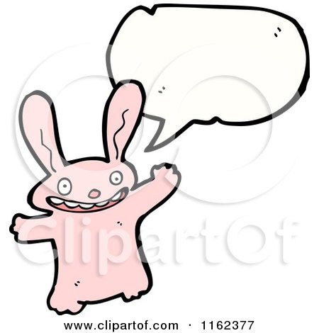 Cartoon of a Talking Pink Rabbit - Royalty Free Vector Illustration by lineartestpilot