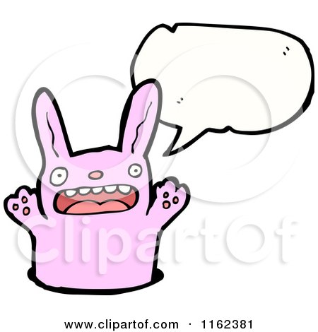 Cartoon of a Talking Pink Rabbit - Royalty Free Vector Illustration by lineartestpilot