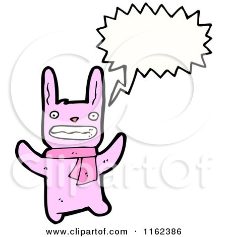 Cartoon of a Talking Pink Rabbit - Royalty Free Vector Illustration by lineartestpilot