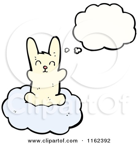 Cartoon of a Thinking White Rabbit - Royalty Free Vector Illustration by lineartestpilot