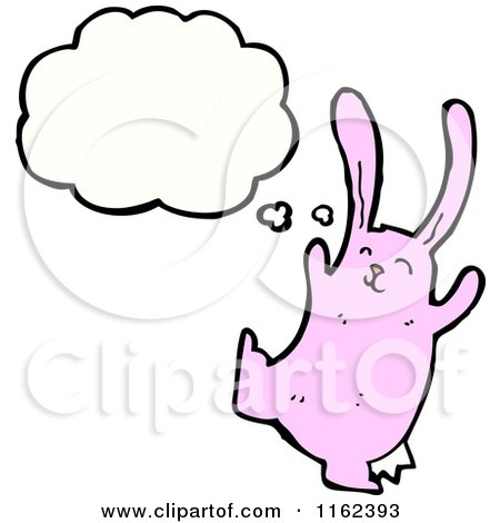 Cartoon of a Thinking Pink Rabbit - Royalty Free Vector Illustration by lineartestpilot