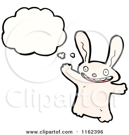 Cartoon of a Thinking White Rabbit - Royalty Free Vector Illustration by lineartestpilot