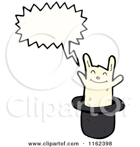 Cartoon of a Talking White Rabbit in a Hat - Royalty Free Vector Illustration by lineartestpilot