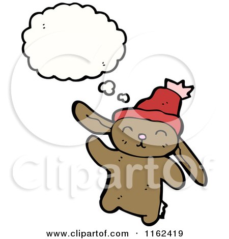 Cartoon of a Thinking Brown Rabbit - Royalty Free Vector Illustration by lineartestpilot