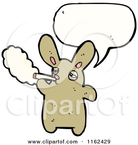 Cartoon of a Talking Smoking Rabbit - Royalty Free Vector Illustration by lineartestpilot