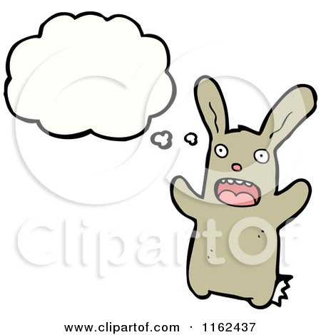 Cartoon of a Thinking Brown Rabbit - Royalty Free Vector Illustration by lineartestpilot