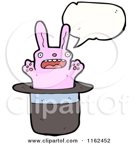 Cartoon of a Talking Pink Rabbit in a Hat - Royalty Free Vector Illustration by lineartestpilot