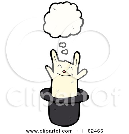 Cartoon of a Thinking White Rabbit in a Hat - Royalty Free Vector Illustration by lineartestpilot