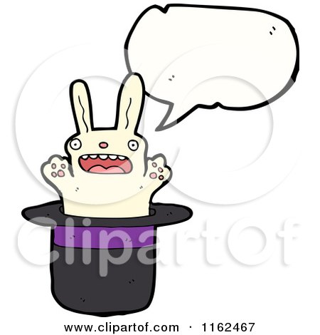 Cartoon of a Talking White Rabbit in a Hat - Royalty Free Vector Illustration by lineartestpilot