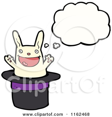 Cartoon of a Thinking White Rabbit in a Hat - Royalty Free Vector Illustration by lineartestpilot