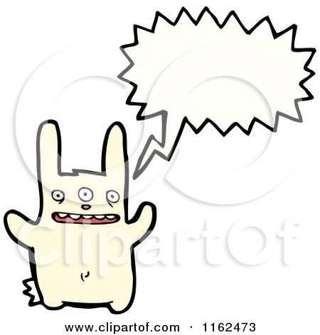 Cartoon of a Talking White Rabbit - Royalty Free Vector Illustration by lineartestpilot