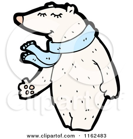 Cartoon of a Polar Bear Wearing a Blue Scarf - Royalty Free Vector Illustration by lineartestpilot