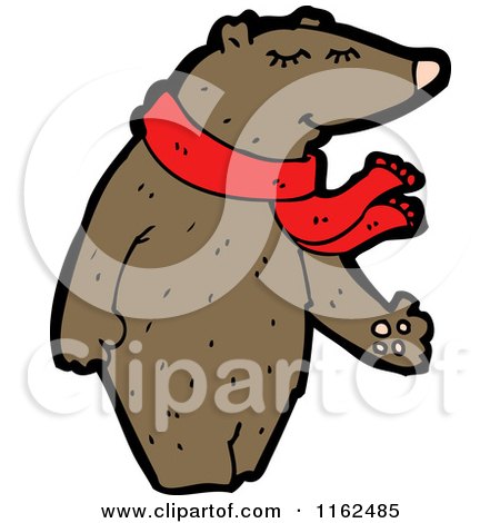 Cartoon of a Brown Bear in a Scarf - Royalty Free Vector Illustration by lineartestpilot