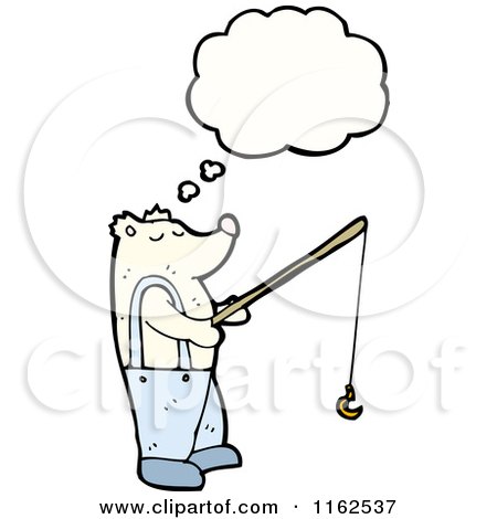 Cartoon of a Thinking Fishing Polar Bear - Royalty Free Vector Illustration by lineartestpilot