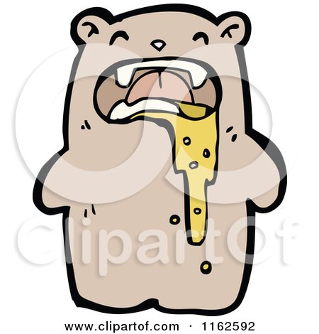 Cartoon of a Brown Bear Puking - Royalty Free Vector Illustration by lineartestpilot