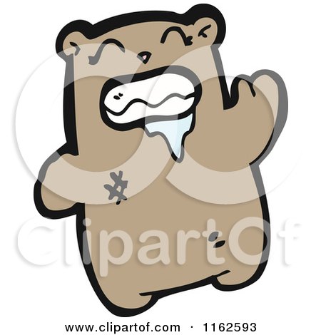 Cartoon of a Brown Bear Drooling - Royalty Free Vector Illustration by lineartestpilot