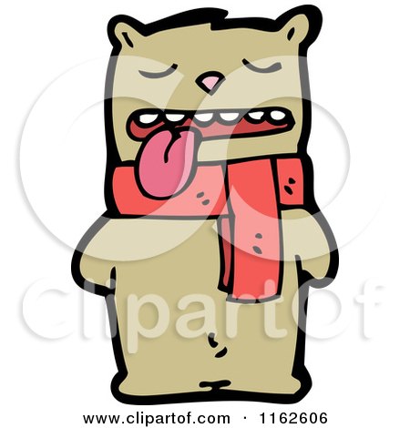 Cartoon of a Brown Bear in a Scarf - Royalty Free Vector Illustration by lineartestpilot