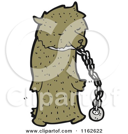 Cartoon of a Brown Bear in Chains - Royalty Free Vector Illustration by lineartestpilot