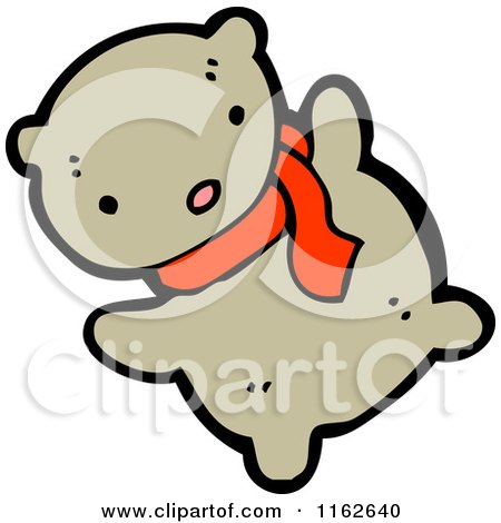 Cartoon of a Brown Bear in a Scarf - Royalty Free Vector Illustration by lineartestpilot