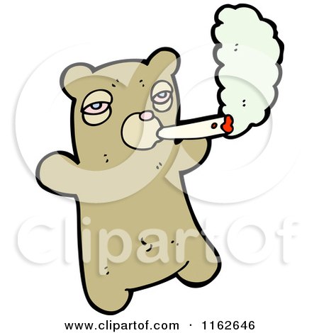 Cartoon of a Brown Bear Smoking - Royalty Free Vector Illustration by lineartestpilot