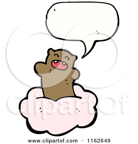 Cartoon of a Talking Bear on a Cloud - Royalty Free Vector Illustration by lineartestpilot