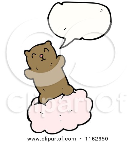Cartoon of a Talking Bear on a Cloud - Royalty Free Vector Illustration by lineartestpilot