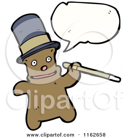 Cartoon of a Talking Brown Bear with a Cane and Hat - Royalty Free Vector Illustration by lineartestpilot