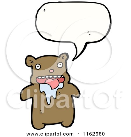 Cartoon of a Talking Brown Drooling Bear - Royalty Free Vector Illustration by lineartestpilot