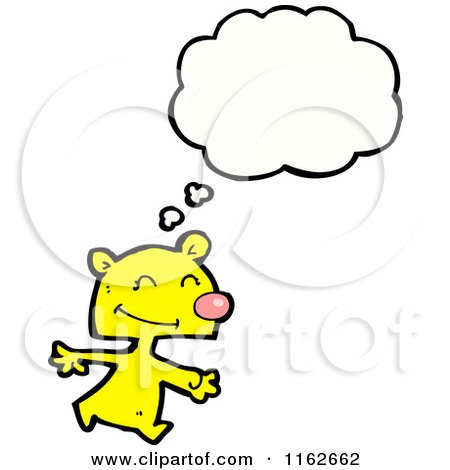 Cartoon of a Thinking Yellow Bear - Royalty Free Vector Illustration by lineartestpilot