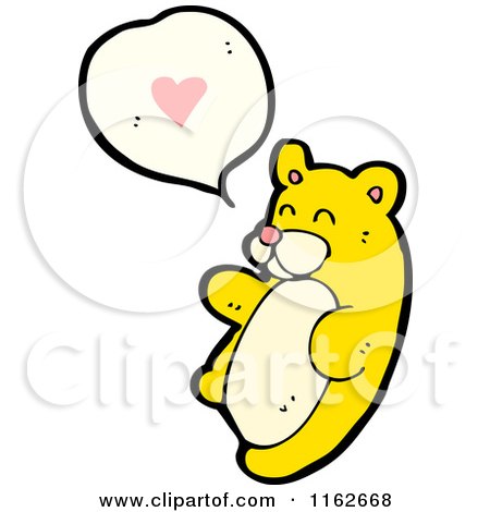 Cartoon of a Yellow Bear Talking About Love - Royalty Free Vector Illustration by lineartestpilot