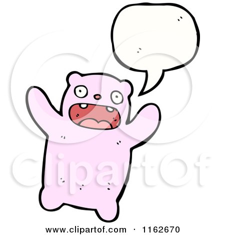 Cartoon of a Talking Pink Bear - Royalty Free Vector Illustration by lineartestpilot