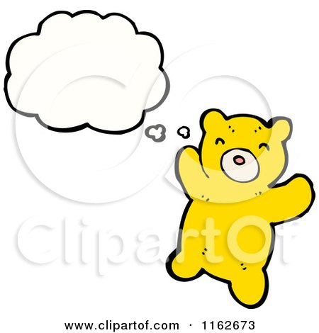 Cartoon of a Thinking Yellow Bear - Royalty Free Vector Illustration by lineartestpilot