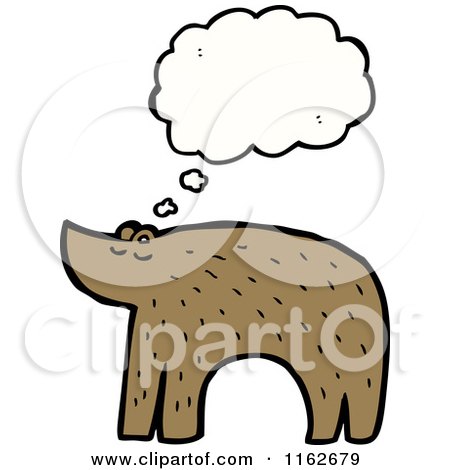 Cartoon of a Thinking Brown Bear - Royalty Free Vector Illustration by lineartestpilot