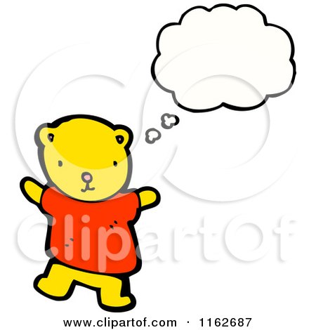 Cartoon of a Thinking Yellow Bear in a Shirt - Royalty Free Vector Illustration by lineartestpilot