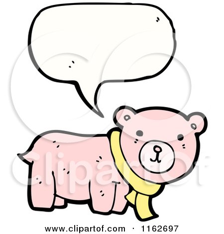 Cartoon of a Talking Pink Bear in a Scarf - Royalty Free Vector Illustration by lineartestpilot