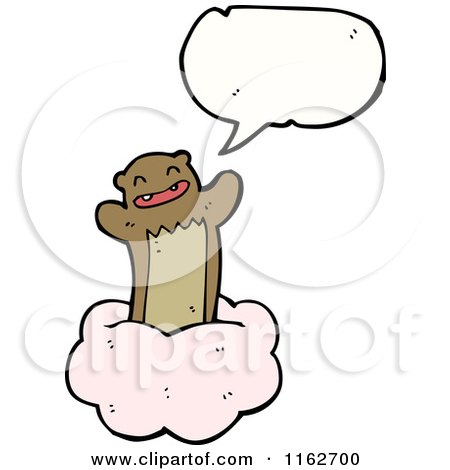 Cartoon of a Talking Brown Bear on a Cloud - Royalty Free Vector Illustration by lineartestpilot