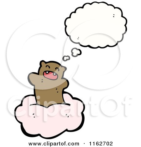 Cartoon of a Thinking Brown Bear on a Cloud - Royalty Free Vector Illustration by lineartestpilot