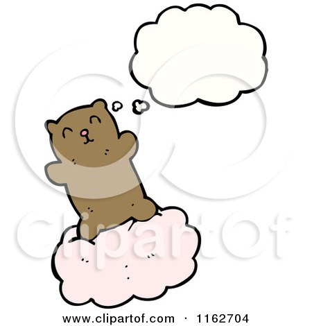 Cartoon of a Thinking Brown Bear on a Cloud - Royalty Free Vector Illustration by lineartestpilot
