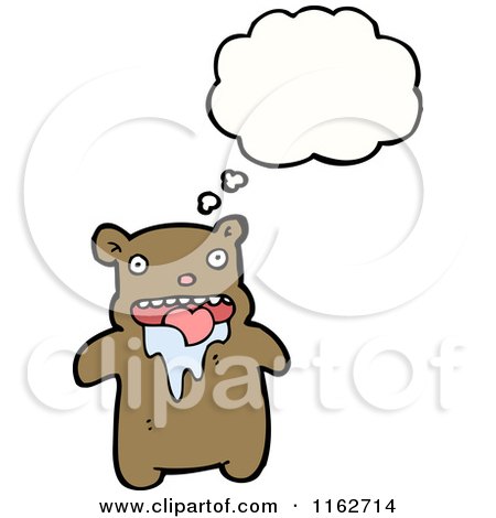 Cartoon of a Thinking Brown Bear Drooling - Royalty Free Vector Illustration by lineartestpilot
