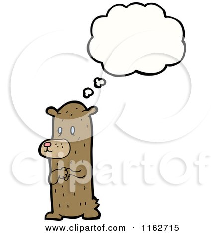 Cartoon of a Thinking Brown Bear - Royalty Free Vector Illustration by lineartestpilot