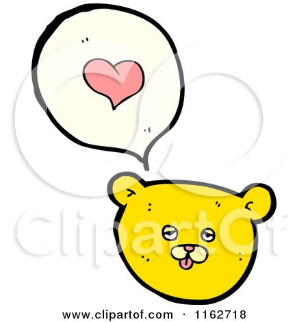 Cartoon of a Yellow Bear Talking About Love - Royalty Free Vector Illustration by lineartestpilot