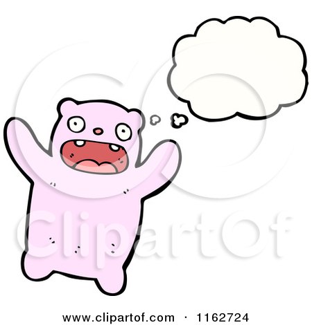Cartoon of a Thinking Pink Bear - Royalty Free Vector Illustration by lineartestpilot
