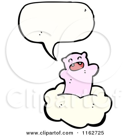 Cartoon of a Talking Pink Bear on a Cloud - Royalty Free Vector Illustration by lineartestpilot