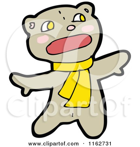 Cartoon of a Brown Bear in a Scarf - Royalty Free Vector Illustration by lineartestpilot