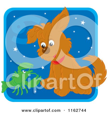 Cartoon of a Cancer Horoscope Zodiac Astrology Puppy - Royalty Free Vector Clipart by Alex Bannykh