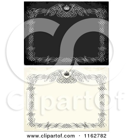Clipart of Distressed Invitations with Frames and Crowns - Royalty Free Vector Illustration by BestVector