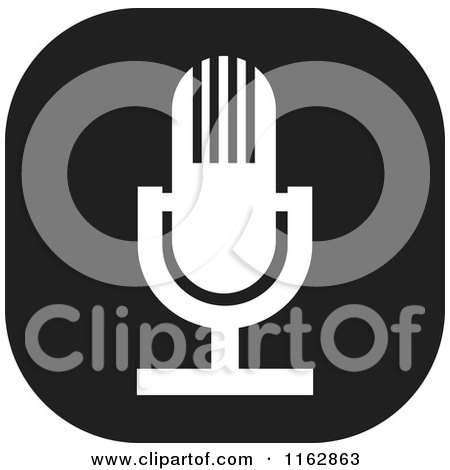 Cartoon of a Black and White Microphone Icon - Royalty Free Vector Clipart by Johnny Sajem