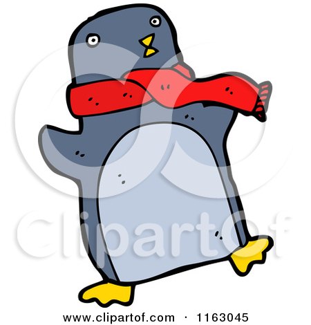 Cartoon of a Penguin Wearing a Scarf - Royalty Free Vector Illustration by lineartestpilot