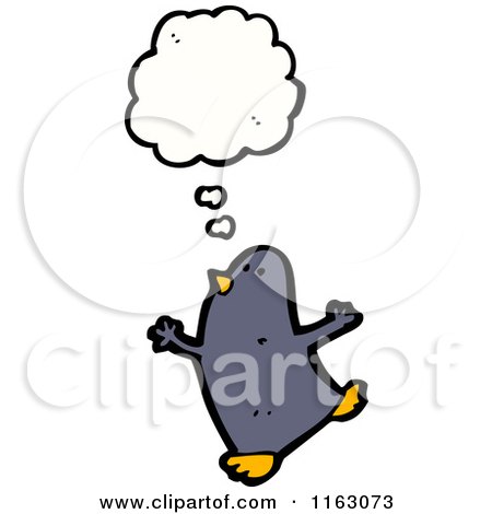 Cartoon of a Thinking Penguin - Royalty Free Vector Illustration by lineartestpilot
