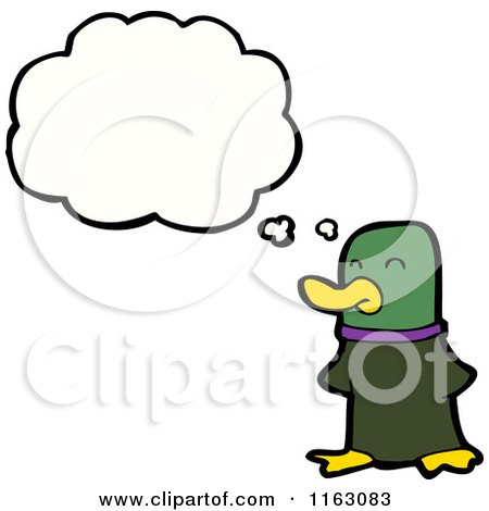 Cartoon of a Thinking Mallard Duck - Royalty Free Vector Illustration by lineartestpilot